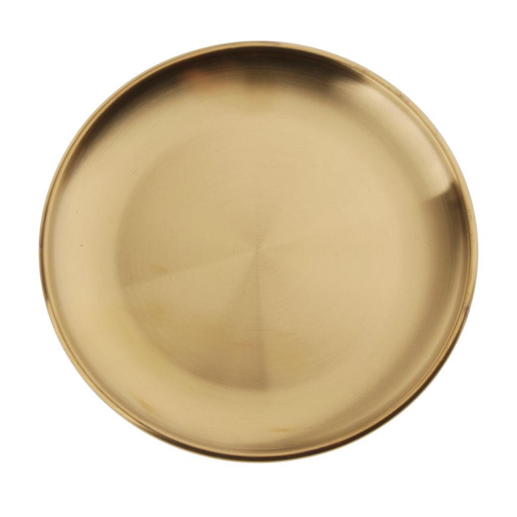 Set of 5 Stainless Dinner Plate Serving Dish for Grilled BBQ Picnic Golden