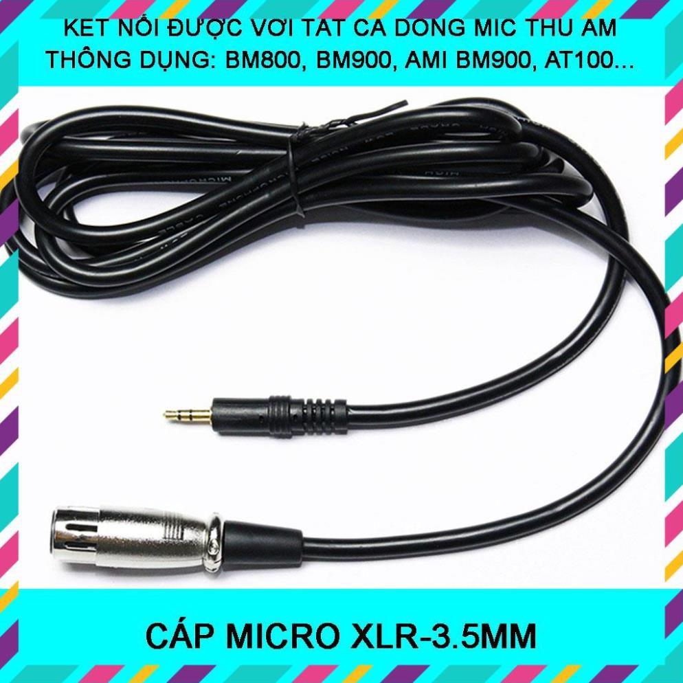 CÁP MICRO XLR-3.5MM  DÂY MIC THU ÂM dành cho BM800, BM900, AMI BM900, ISK AT100, AT350…