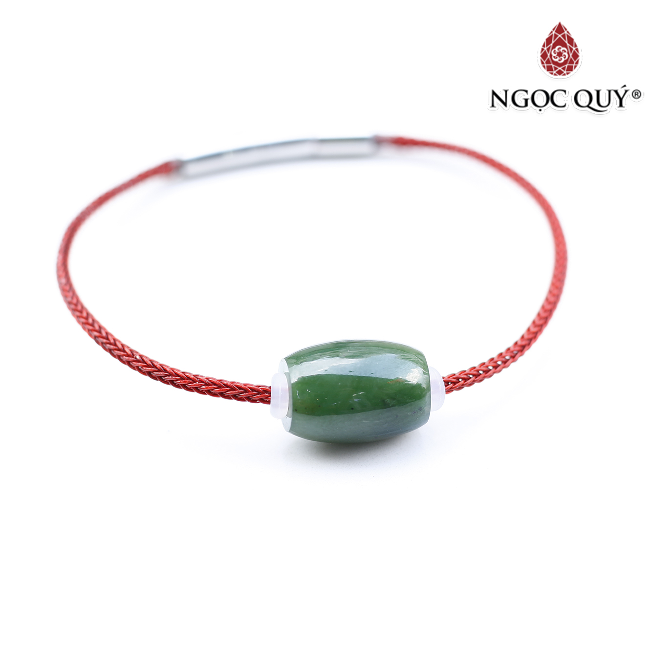 Vòng tay xỏ lu đá ngọc bích mệnh hỏa, thổ - Ngọc Quý Gemstones