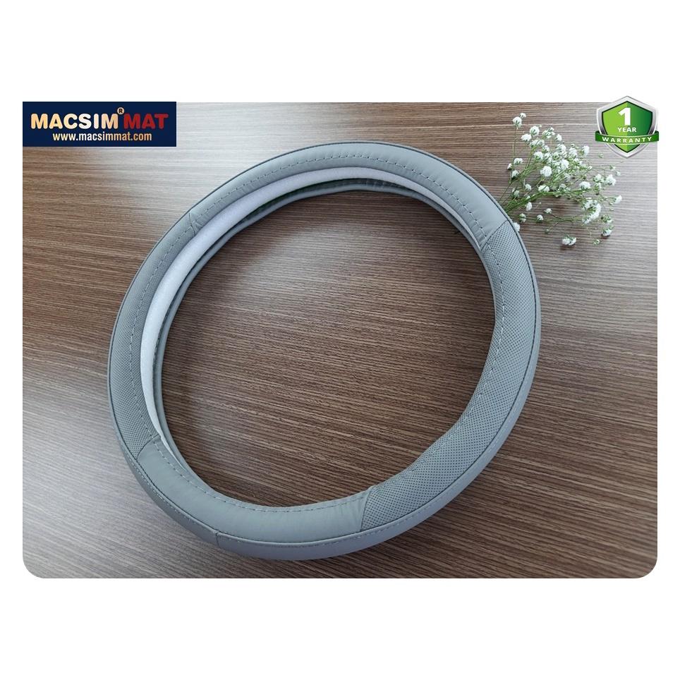 Bọc vô lăng cao cấp màu ghi chất liệu da thật 100%, size M phù hợp các loại xe nhãn hiệu Macsim mã 8912