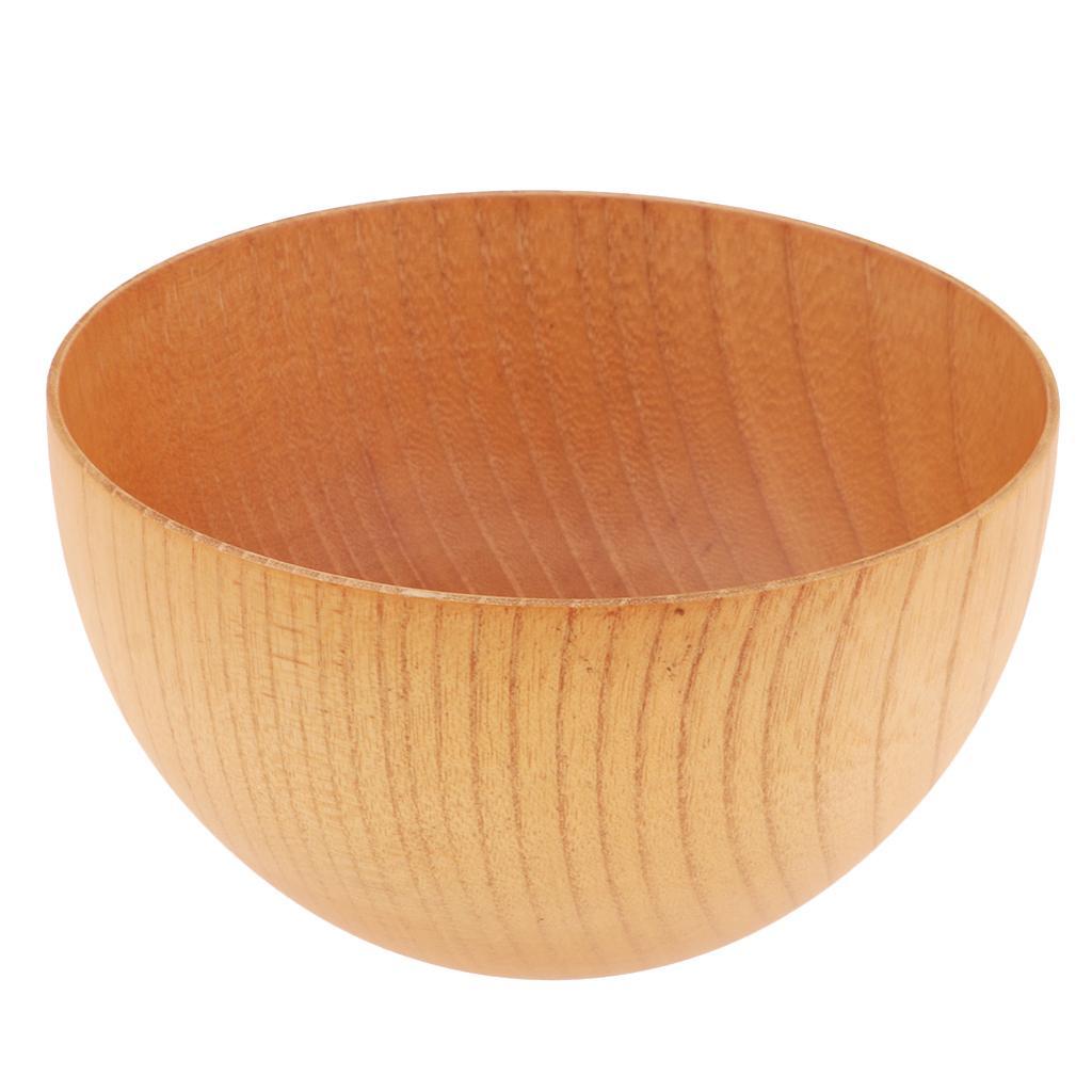 4x Round Wooden Cereal Bowl Food Container Camping Dinner Lunch Tableware