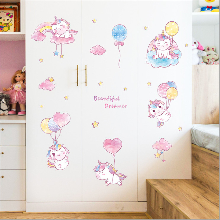 Decal dán tường cho bé gái dễ thương màu hồng Beautiful Dreamer (80 x 123 cm)