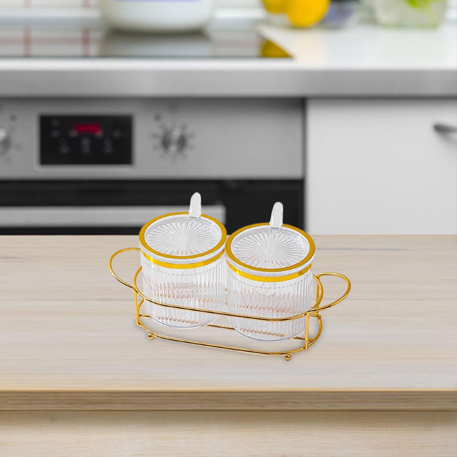 Spice Containers with Lids Spoon and Holder Organizer for Kitchen Supplies