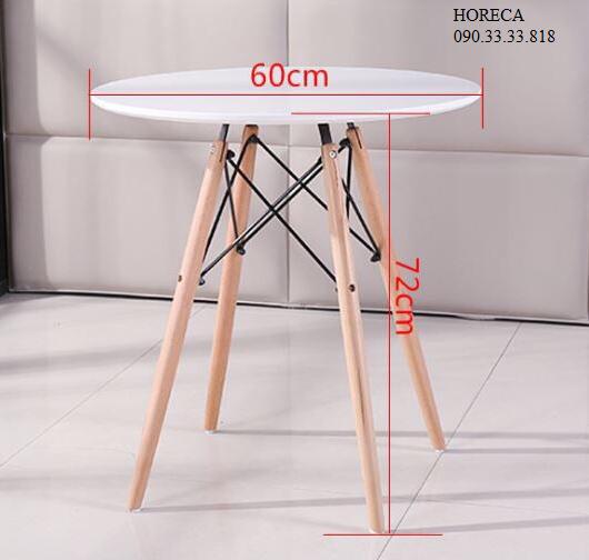 BÀN TRÒN EAMES CHÂN GỖ BEECH CAO 72CM, MẶT GỖ 60CM MÀU TRẮNG