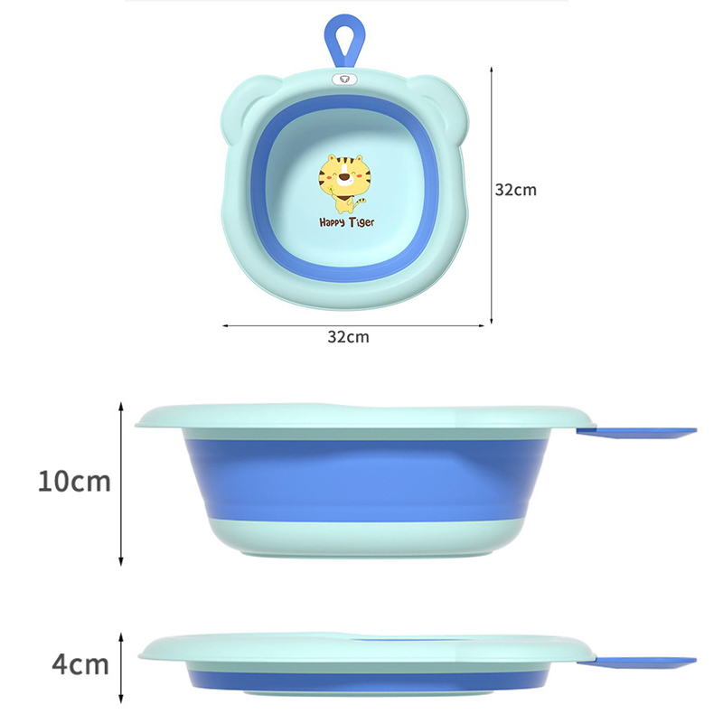 Thau , Chậu tắm gấp gọn, chậu gấp gọn đa năng silicon tiện lợi, dễ thương hình Hổ Happy Tiger dễ thương cho bé