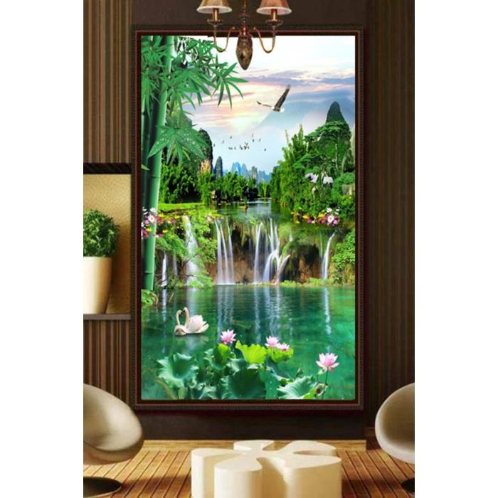 Tranh PHONG THỦY,TRANH HOA 3D, tranh dán tường mở rộng không gian,tranh dán tường 3D KT LỚN,,PVP-PPPT13