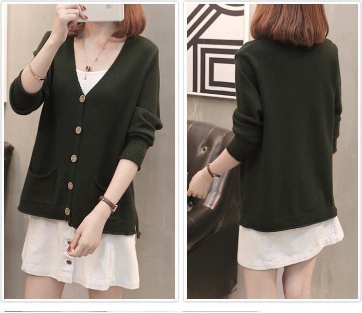 áo len nữ đẹp, áo len nữ 2 túi dáng cardigan