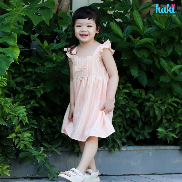 Đầm bé gái cổ vuông tay cánh tiên HAKI, váy bé gái, đầm mùa hè cho bé gái, váy hè, đầm thiết kế cho bé HK525
