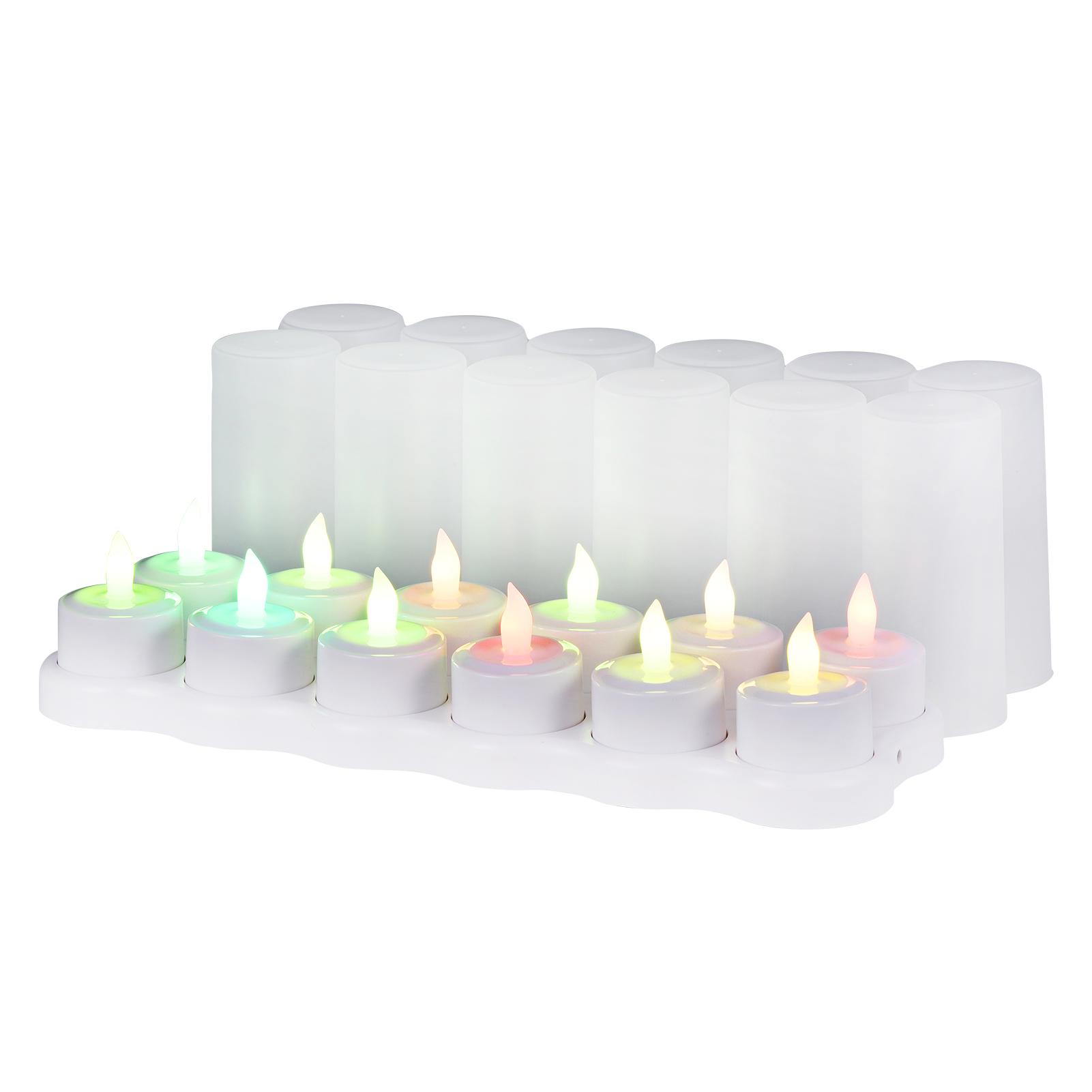 Bộ 12 Đèn Led Hình Nến Không Lửa Có Thể Sạc Lại Bằng Cổng Usb 5V Nhiều Màu Sắc