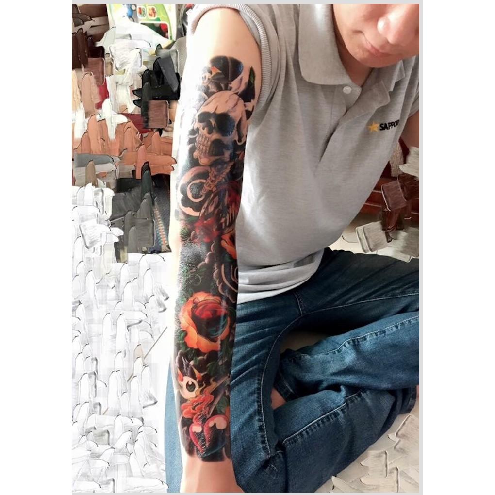 Hình xăm dán kín tay cao cấp màu 17x48cm