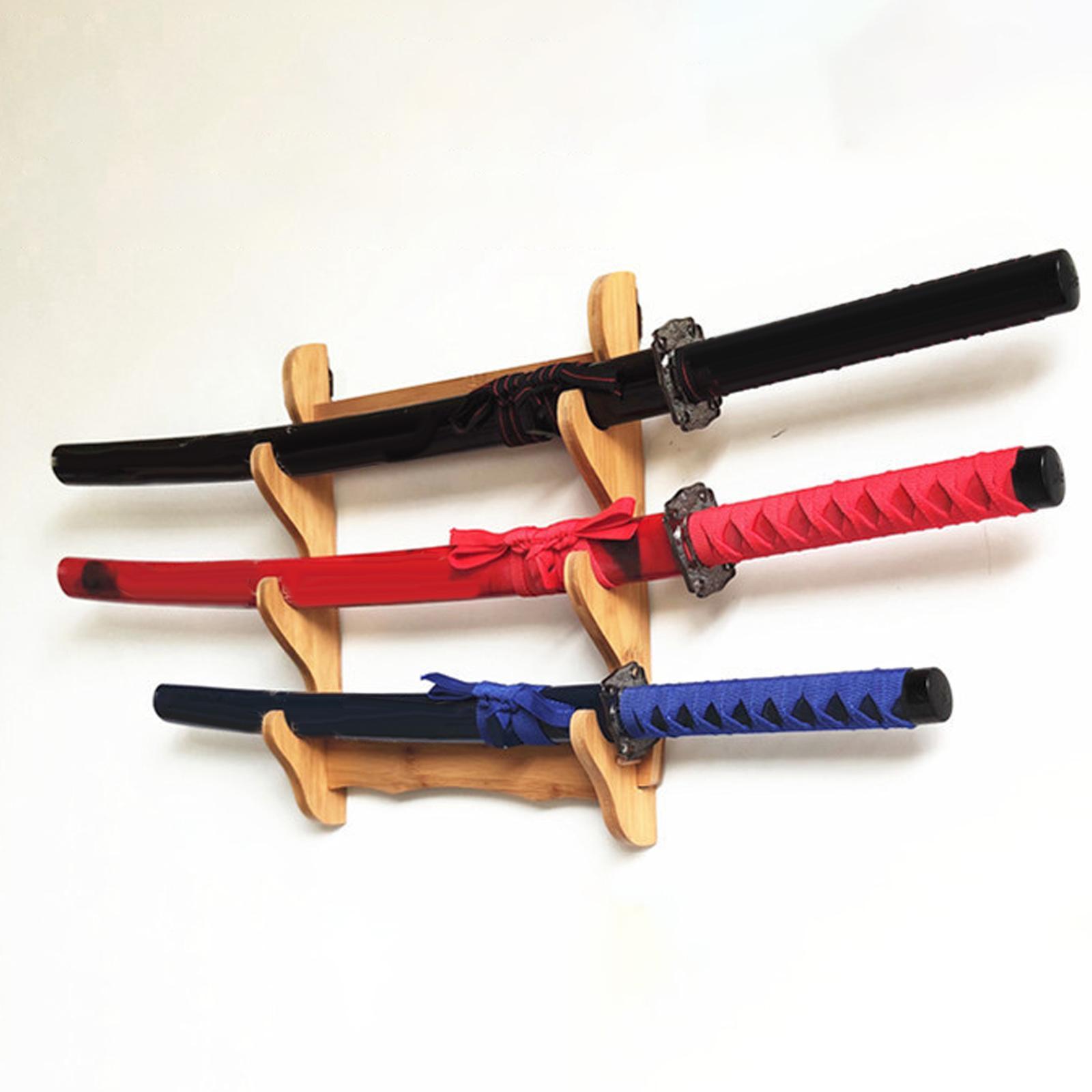 Vintage Style  Holder Support Stand Bamboo Horizontal Mount for Katana Display