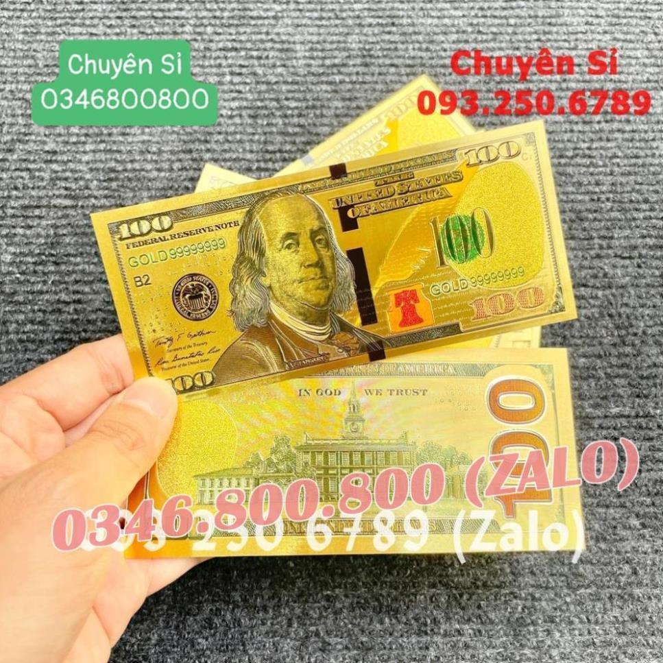 Tờ Tiền Kỉ Niệm 100 Đô Plastic (100 USD) Mạ Vàng Lì Xì Tết May Mắn