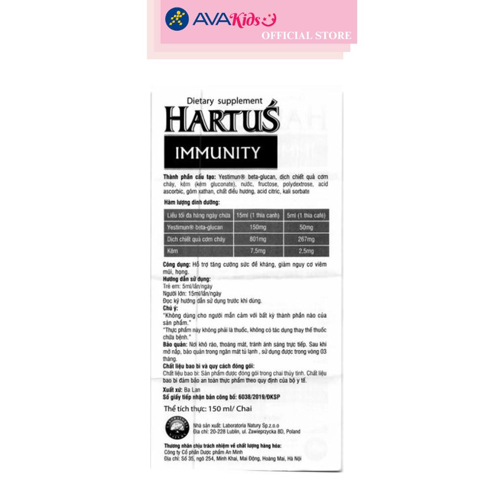 Siro Hartus Immunity hỗ trợ tăng đề kháng 150 ml (từ 4 tháng)