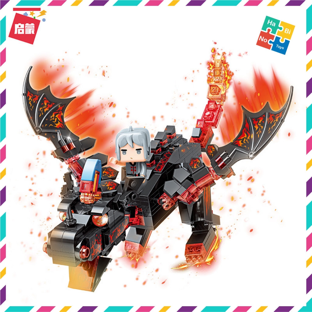 Bộ Đồ Chơi Xếp Hình Thông Minh Qman 72013 Rồng Đen Dung Nham 331 Mảnh Ghép Kèm 1 Minifigures