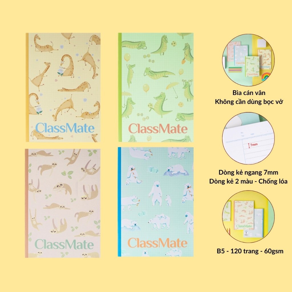 Lốc 5 Vở KN Classmate 120 Trang Pattern NB5-12-0608 - Bìa Vở Cán Vân Chống Nước
