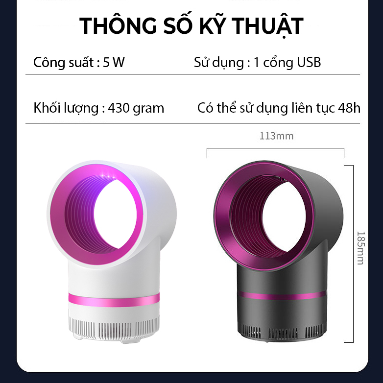 đèn bắt muỗi UV, Công nghẹ sóng nano, hút muỗi mạnh - D1408