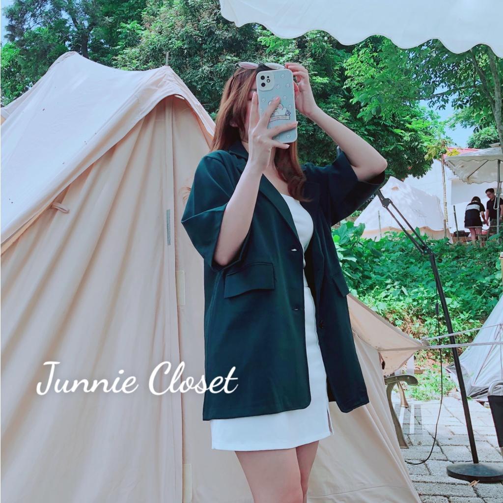 Áo blazer ngắn tay trơn 2 khuy Áo blz CỘC TAY 1 lớp phong cách Hàn Quốc Junnie Closet