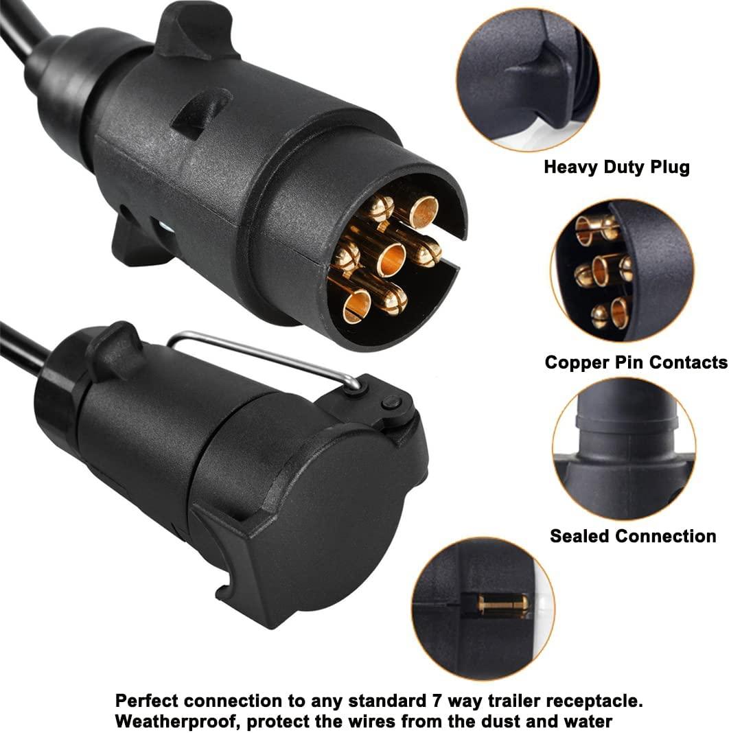 Dây kéo dài rơ moóc 7 chân Cáp mở rộng xoắn ốc 2m Dây kéo dài rơ moóc Cắm dây nối lò xo Đầu nối cáp Cắm bởi xe tải RV Máy kéo Xe ô tô Hãng xe đạp