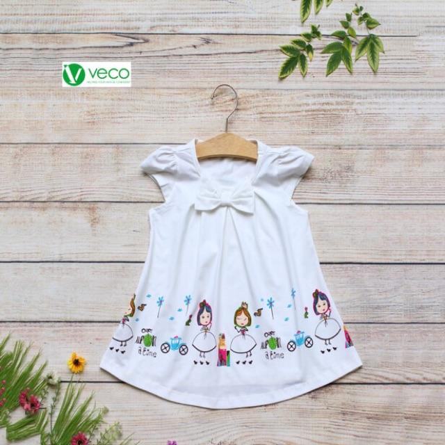 Đầm thun bé gái xuất khẩu VECO trắng B07M B07L