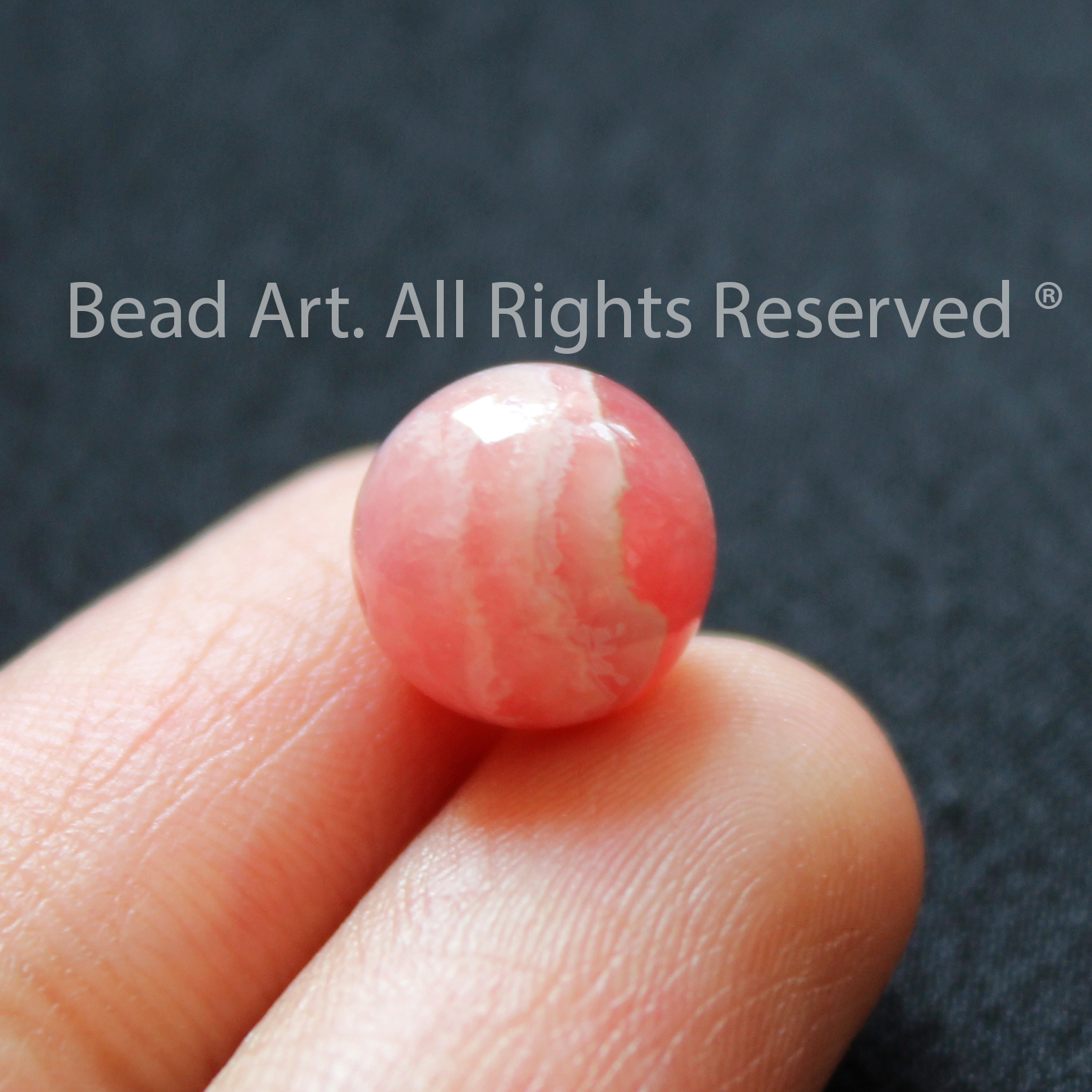 9MM Đá Đào Hoa Tự Nhiên Màu Hồng, Rhodochrosite Loại AA Vân Trắng, Đá Phối Vòng Tay Phong Thuỷ, Chuỗi Hạt, Mệnh Hoả, Thổ - Bead Art