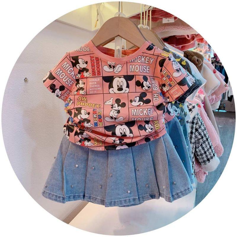 Set chân váy + áo in hình siêu cưng cho bé gái 12-20kg