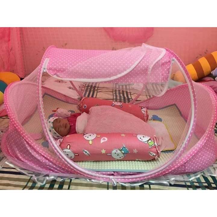 Màn, mùng, nôi chụp cho bé có nhạc