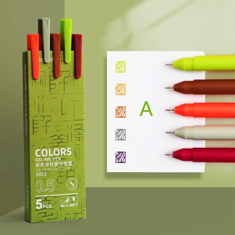 Set 5 bút mực Gel nhiều màu sắc phong cách Vintage