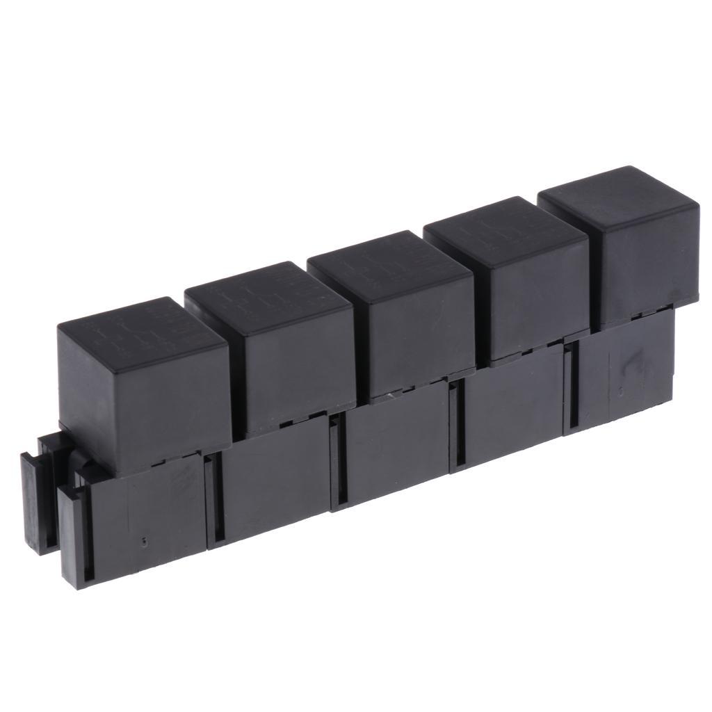 5pcs 80A 5 Pin DPDT Car Relay Base Socket Holder Connector With 25 Terminals