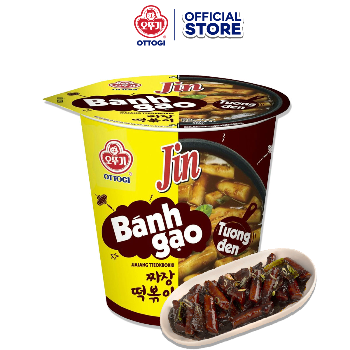 Bánh gạo tokbokki Ottogi Jin vị tương đen ly 82g