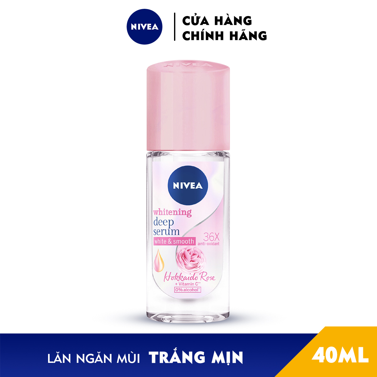 Combo 2 Lăn Ngăn Mùi NIVEA Serum Trắng Mịn Hương Hoa Hồng Hokkaido (40ml) 85301