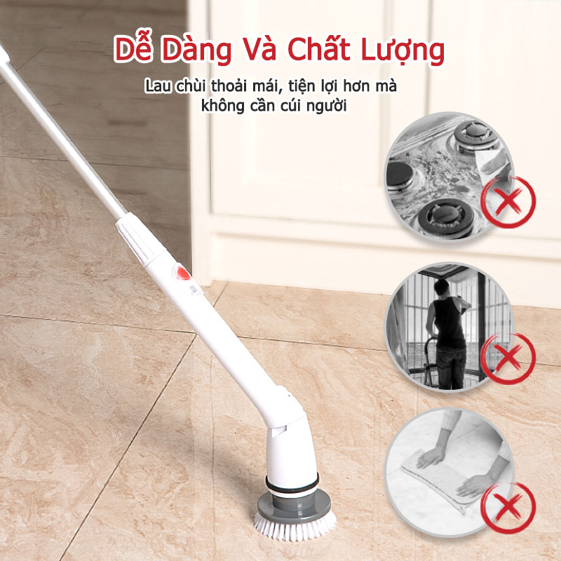 Máy cọ rửa đa năng với 3 đầy chải đánh mọi vết bẩn nhà tắm, nhà bếp, các vết bẩn khó chùi rửa- Y0-2