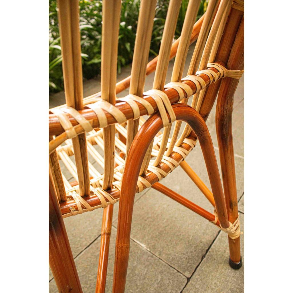 Combo Bộ bàn ghế mây tre HOME MÂY đan cao câp, bàn mặt gỗ nguyên khối chân sắt chắc chắn