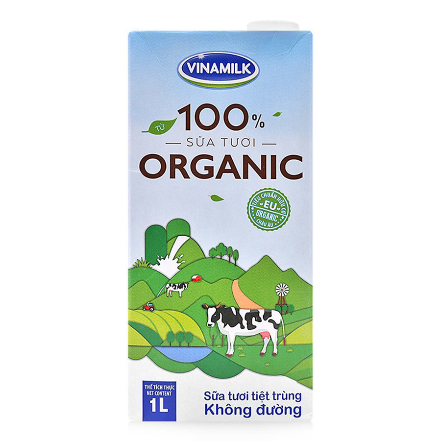 Thùng 12 Hộp Sữa Tươi Tiệt Trùng Vinamilk 100% Organic Không Đường (1lít)