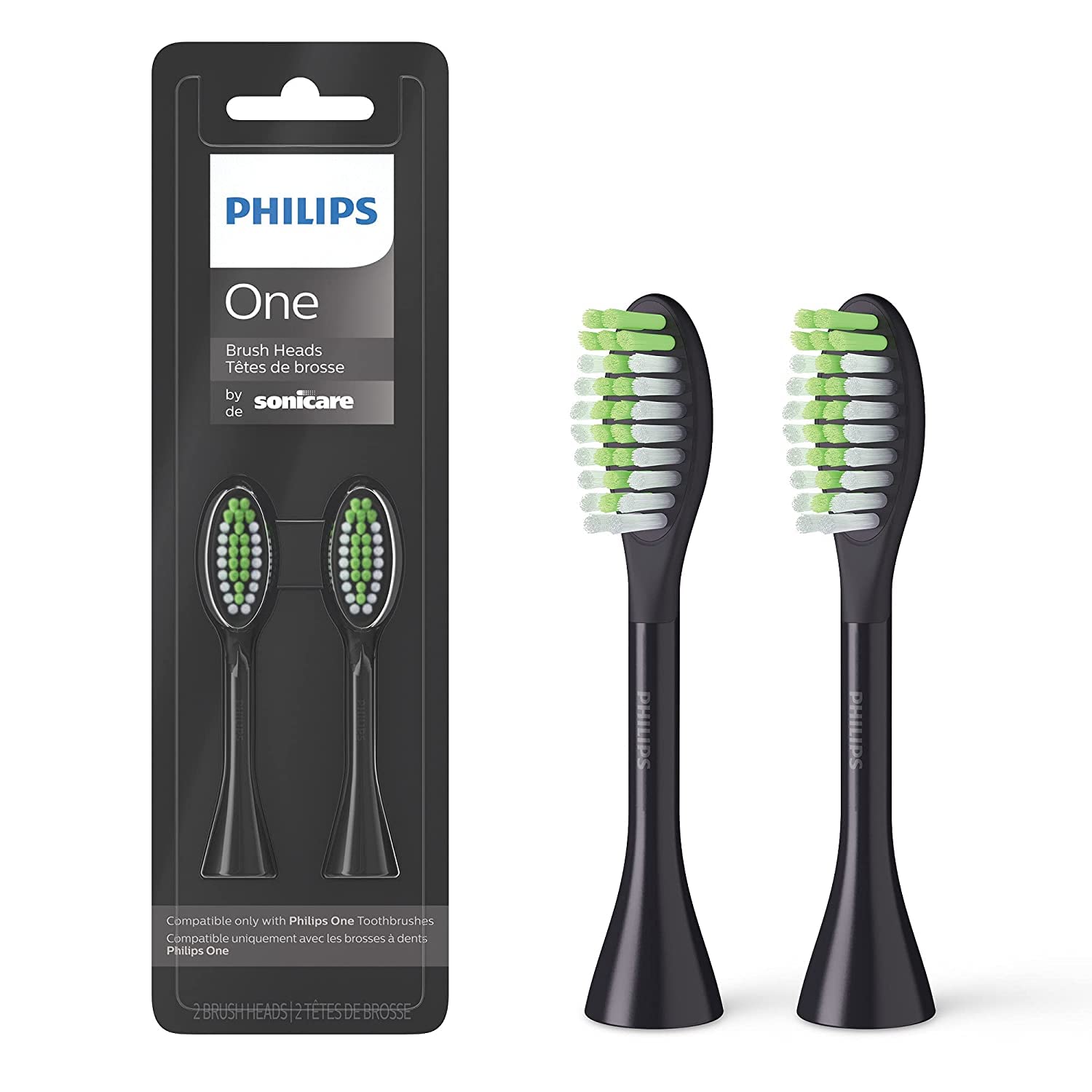 Philips One By Sonicare, 2 Đầu Bàn Chải - Shadow Black - Bh102206