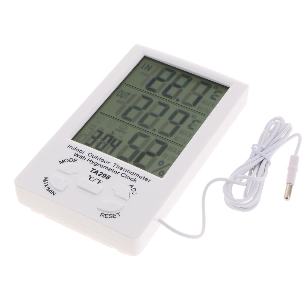 TA298 Digital Hygrometer Indoor Thermometer Humidity Gauge with Test Probe, Temperature Humidity MonitorProbe