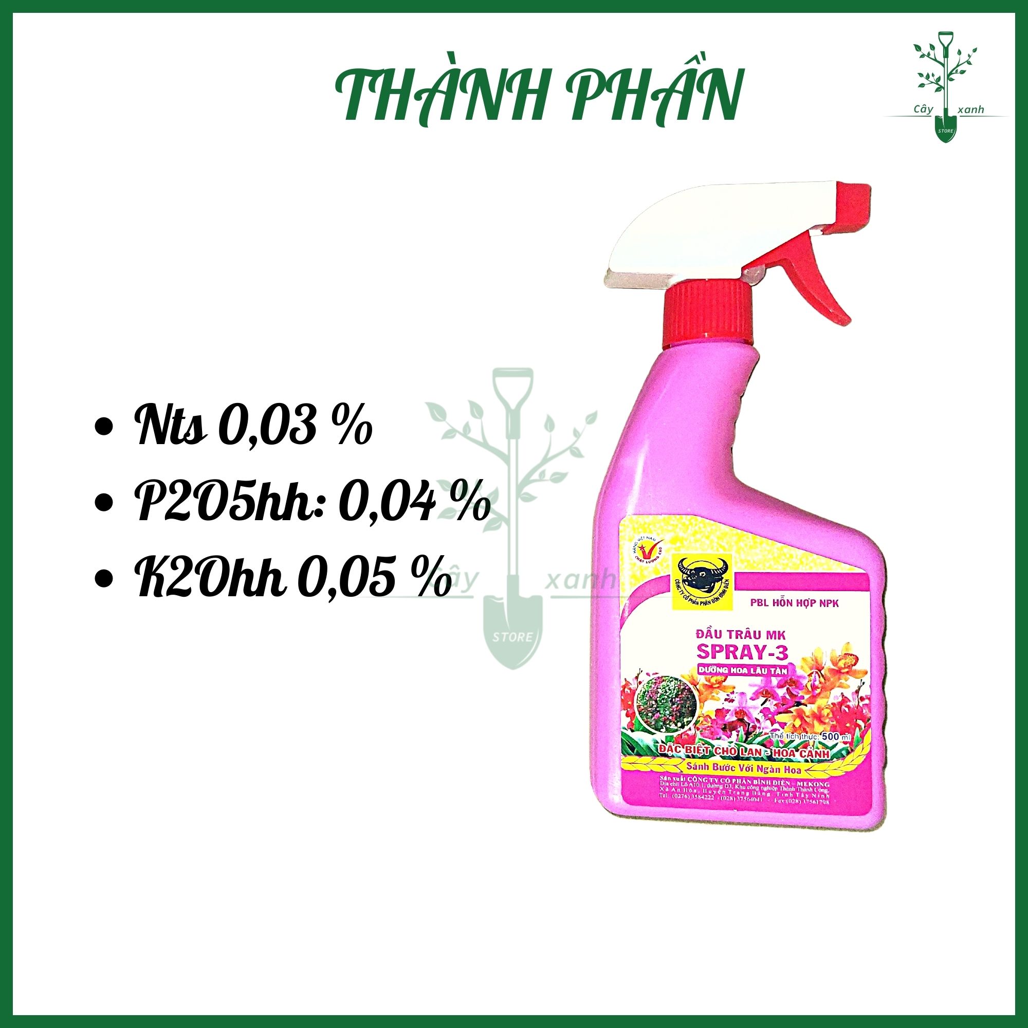 Chai xịt 500ml - Phân bón lá ĐẦU TRÂU SPRAY 3 giúp hoa luôn tươi, dưỡng hoa lâu tàn - Cây Xanh Store