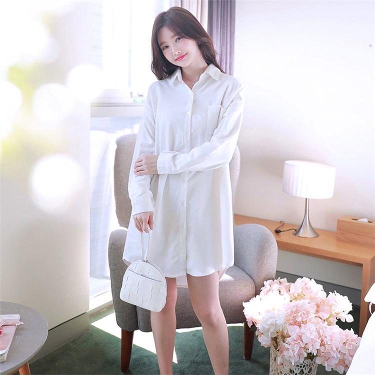 Áo Sơ Mi Trắng Nữ Form Rộng YURITA Vạt Bầu Dáng Dài Phong Cách Hàn Quốc Ulzzang Vintage