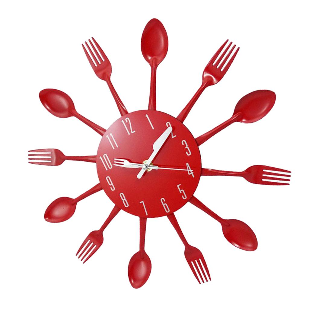 Kitchen Wall Clock Spoon Fork Wall Wall Sticker Room Home Decoration