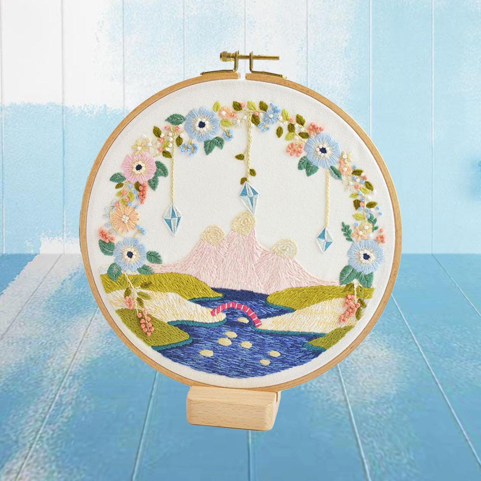 Funny Embroidery Starter Kit Cross Stitch Kit Include Embroidery Clothes with Color Threads and Tools for Beginners