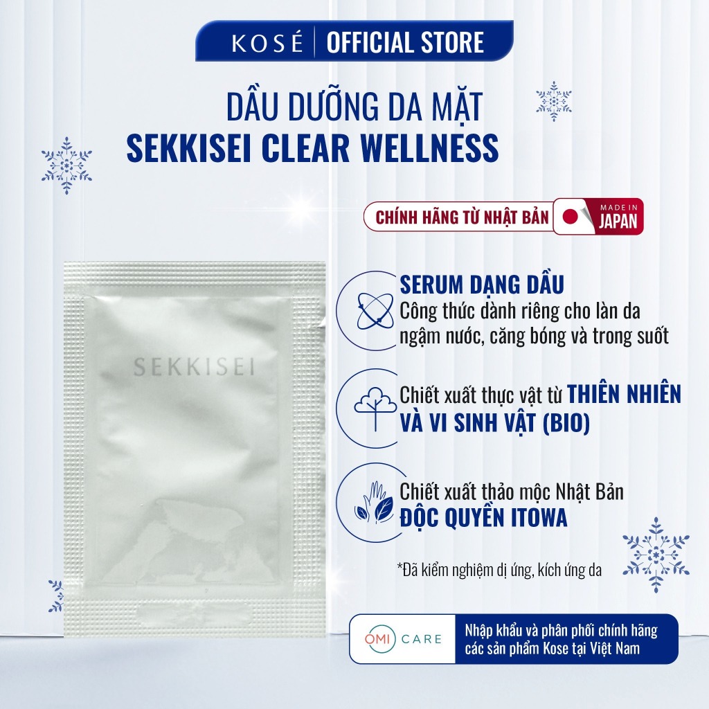Dầu Dưỡng Da Sekkisei Dưỡng Ẩm, Làm Dịu &amp; Phục Hồi Cho Da Nhạy Cảm Sekkisei Clear Wellness Kose Nhật Bản 45ml