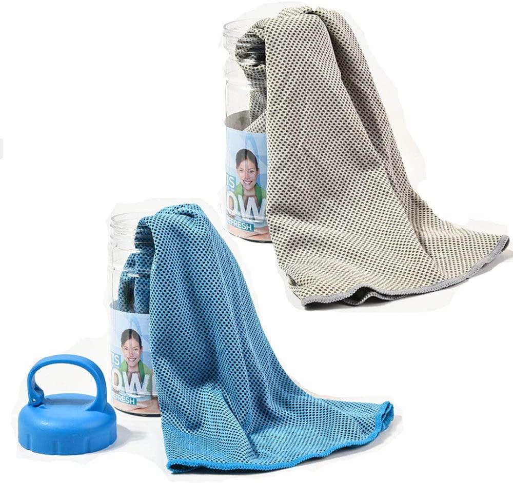 Khăn làm mát 2 mảnh, Khăn thể thao sợi nhỏ, Thấm hút, Nhanh khô, Mềm mại, dành cho Yoga Gym Du lịch Cắm trại Golf Bóng đá / Thể thao ngoài trời