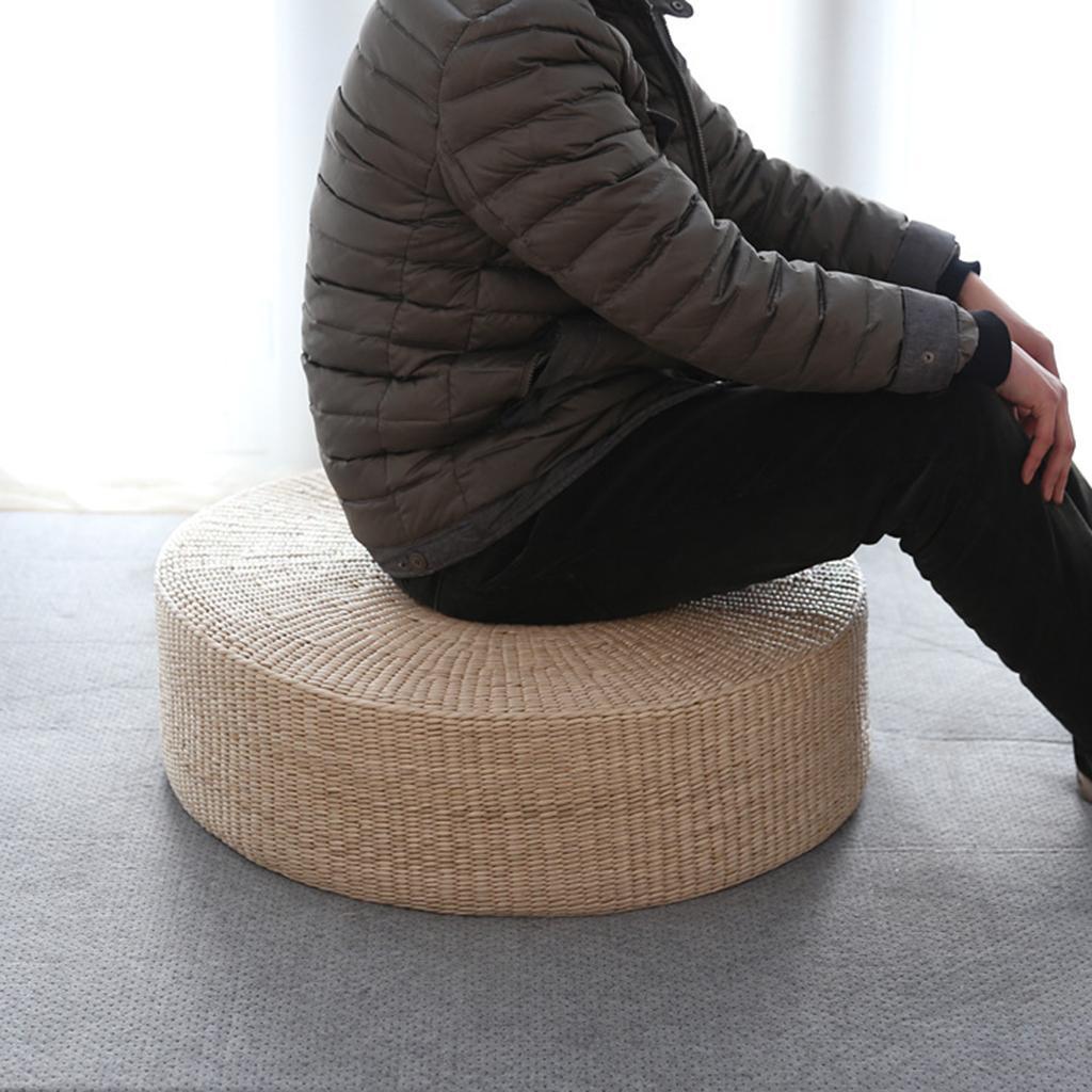 Japanese Flat Seat Cushion Handcrafted Breathable Straw Cushion