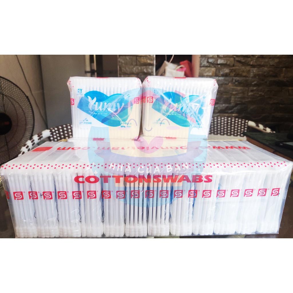 Tăm bông 100 que ngoáy ráy tai Yumy thân nhựa chất lượng