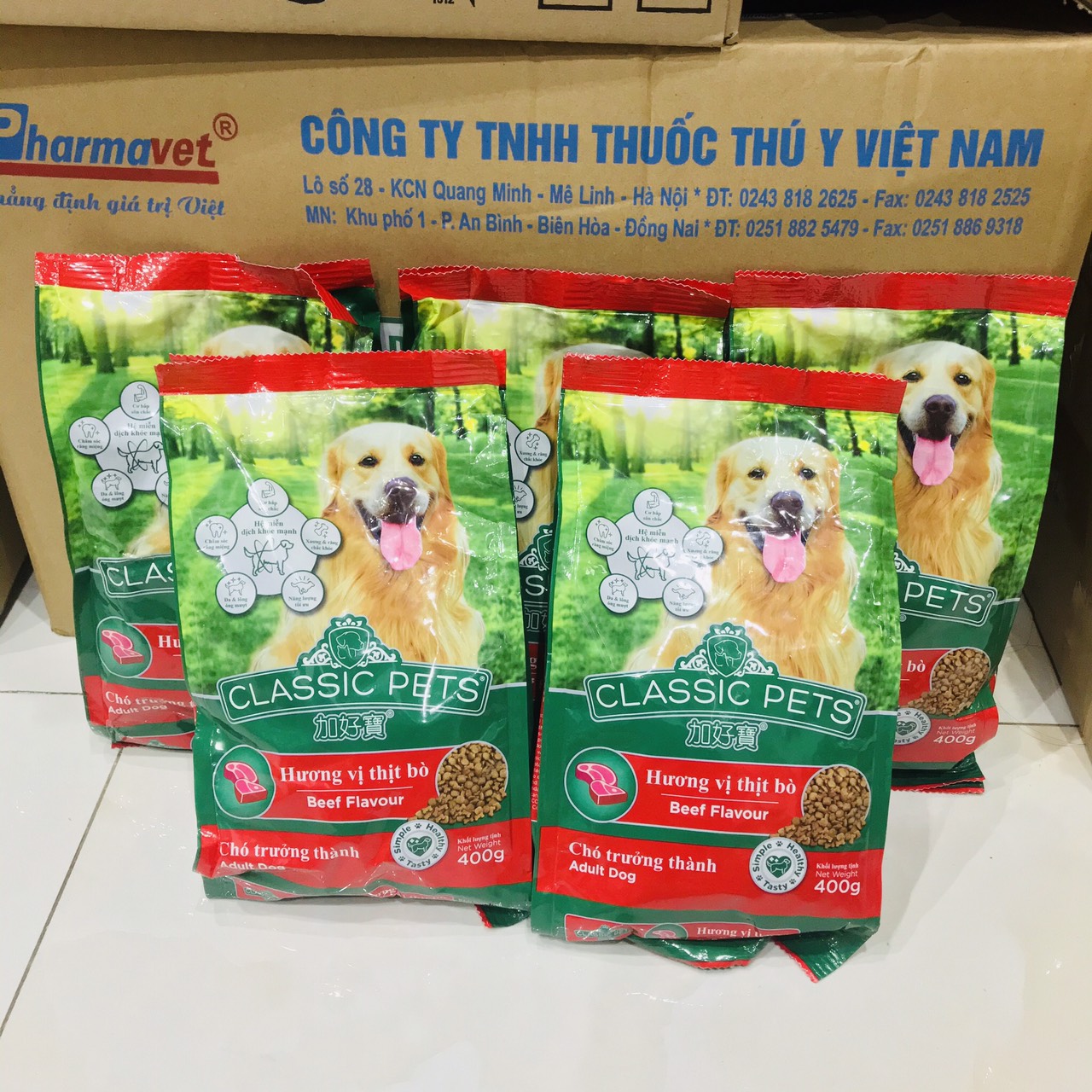 Combo 5 Gói Classic Pets Adult Vị Bò - Dành Cho Chó Trưởng Thành