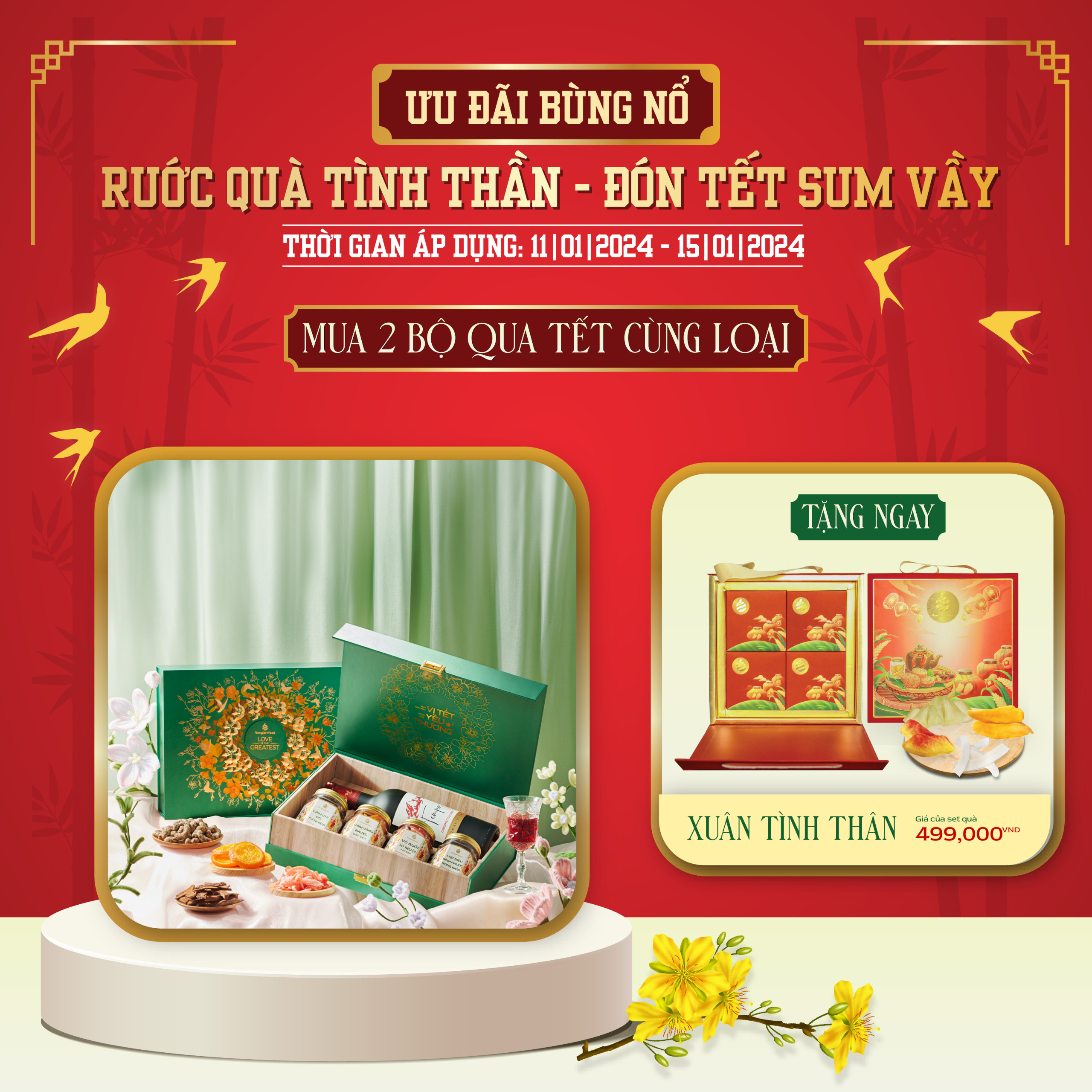 [BỘ QUÀ TẾT 2024] Set quà tết thượng hạng Xuân Phồn Vinh Nonglamfood | Quà tặng Xuân Giáp Thìn cao cấp cho doanh nghiệp