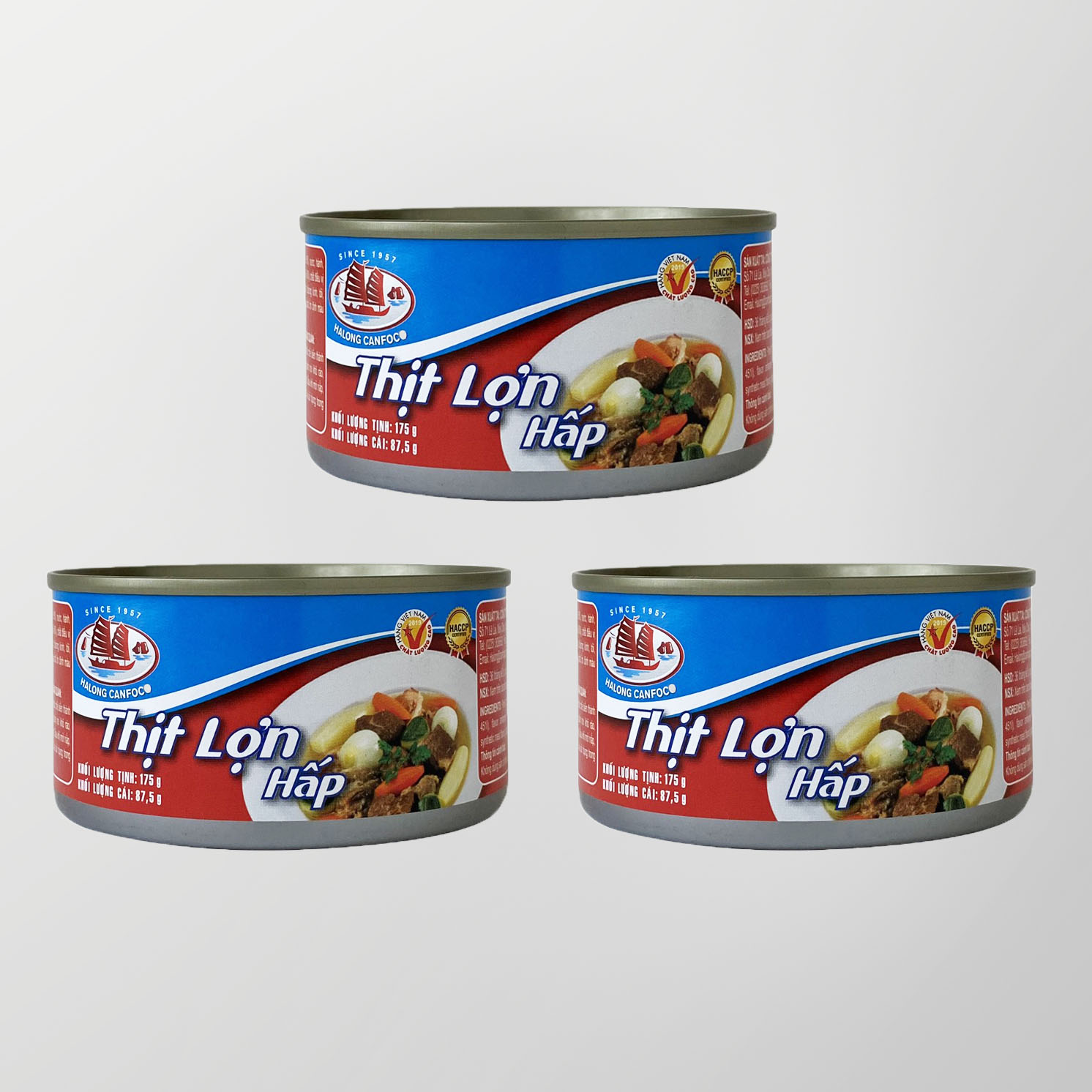 COMBO 3 Thịt lợn hấp - 175g - Đồ hộp Hạ Long