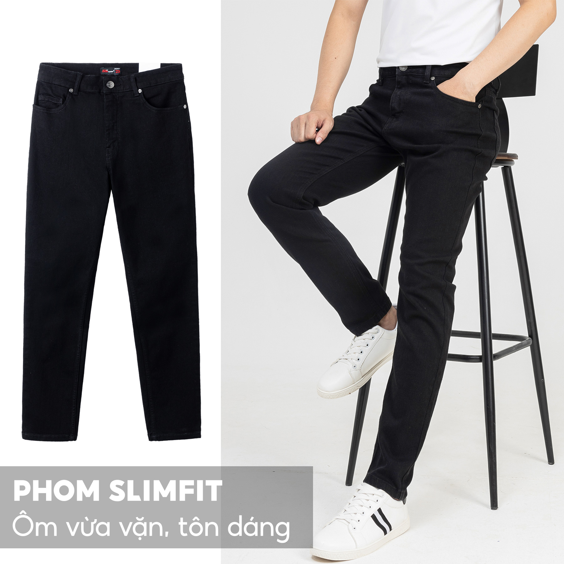 Quần Jean Nam 5S Premium 3 Màu Basic, Chất Liệu Cotton Cao Cấp, Mềm Mịn, Không Bai Gião, Không Phai, Co Giãn (QBD23005)