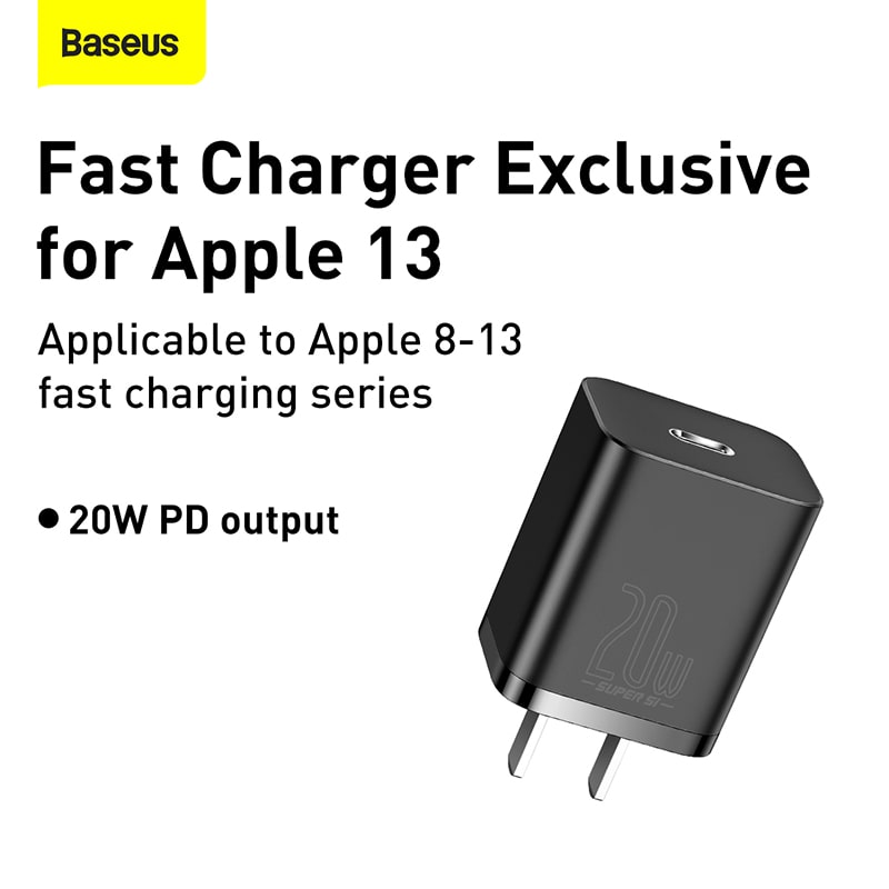 Bộ Sạc Nhanh Baseus Super Si Quick Charger 1C 20W (Chân cắm dẹp CN) (Hàng chính hãng)