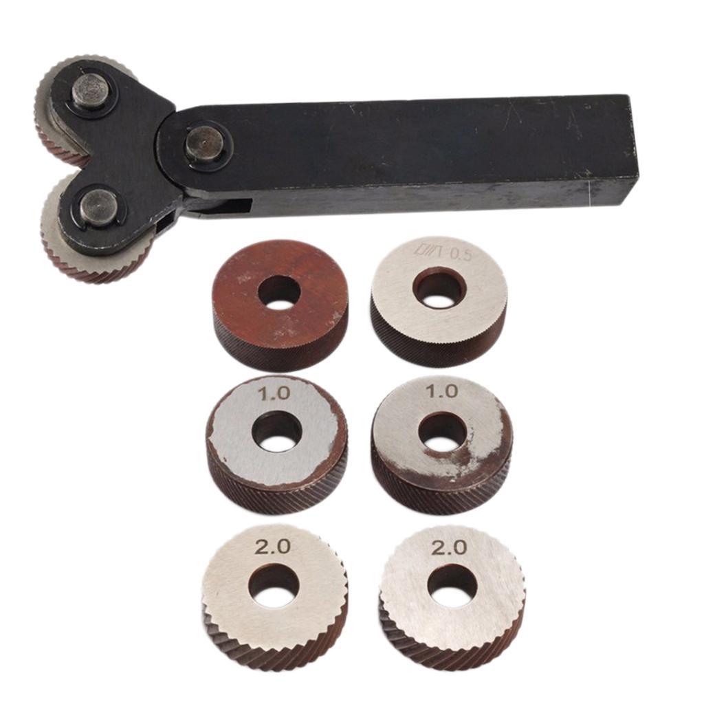 2Set Double Wheel Linear Knurling Tool Set with 0 5mm 1.5mm 2mm Replacement