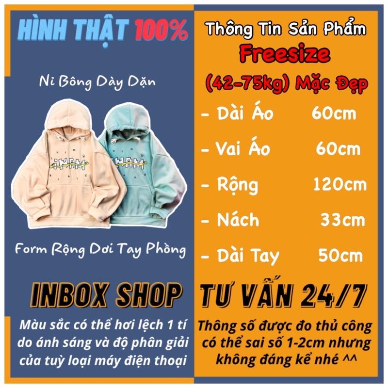 Áo hoodie nam nữ nỉ bông dày form rộng tay phồng cánh dơi unisex iNAM